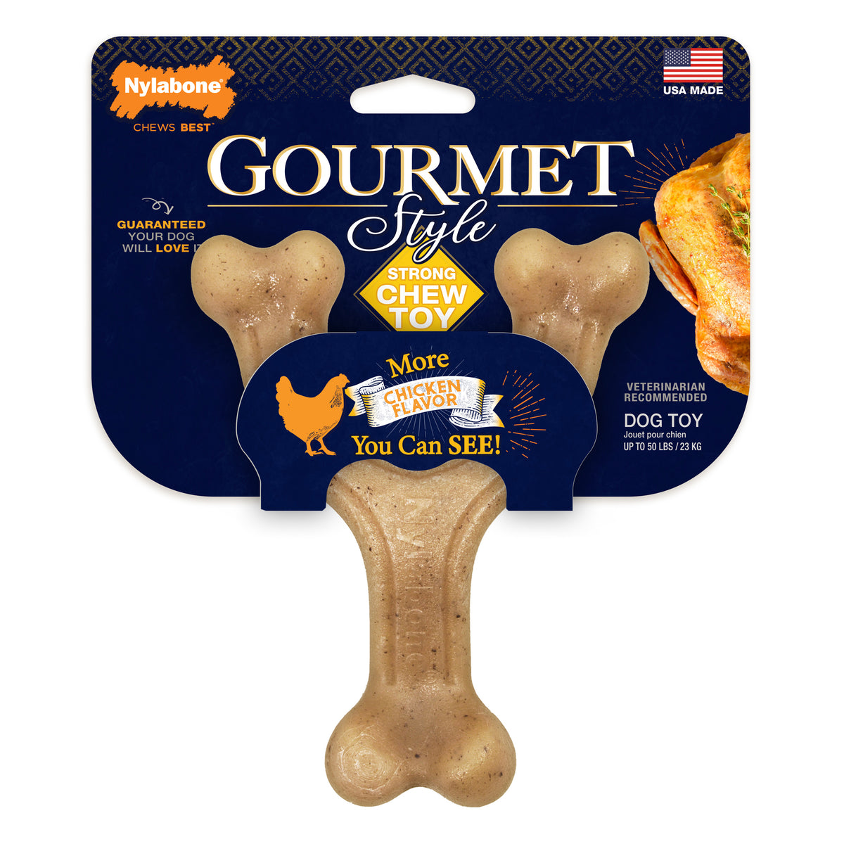 Nylabone Gourmet Style Wishbone Dog Chew Toy Chicken Flavor - Large/Giant