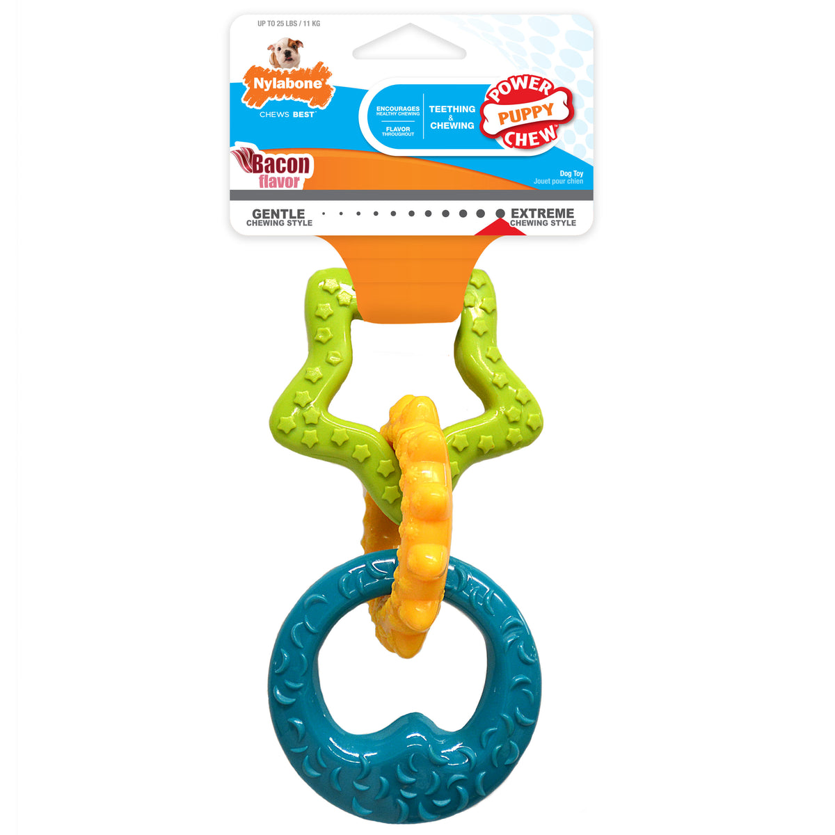 Nylabone Puppy Teething Rings Chew Toy Bacon Flavor - Small/Regular