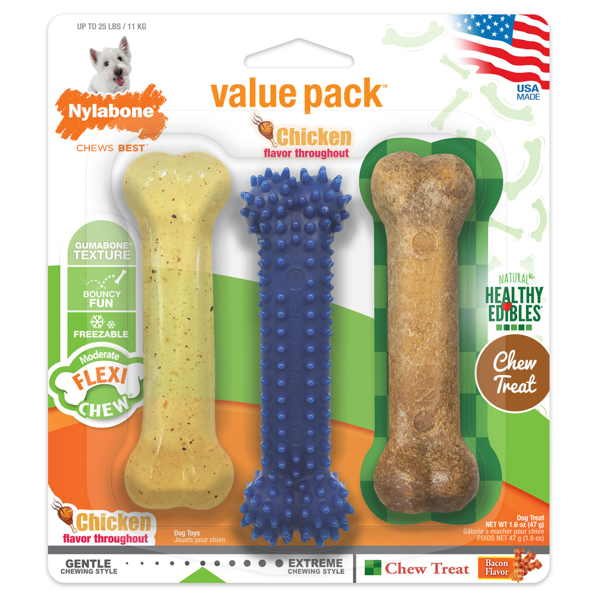 Nylabone Healthy Edibles and Flexi Small Dog Value Pack - 3 Pack