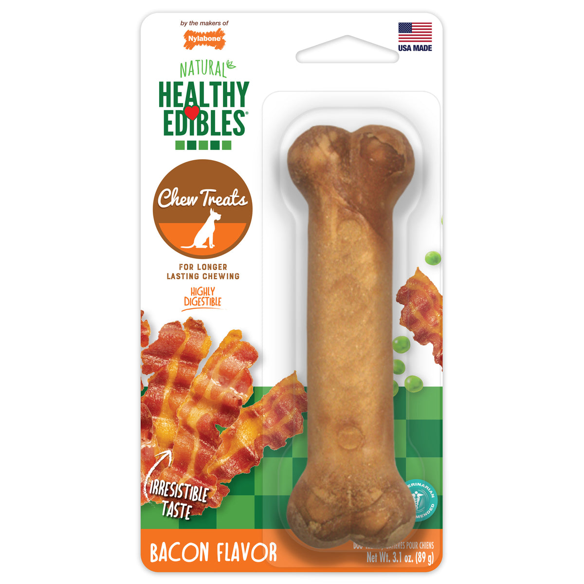 Nylabone Healthy Edibles Dog Chew Treat Bacon Flavor - Medium/Wolf