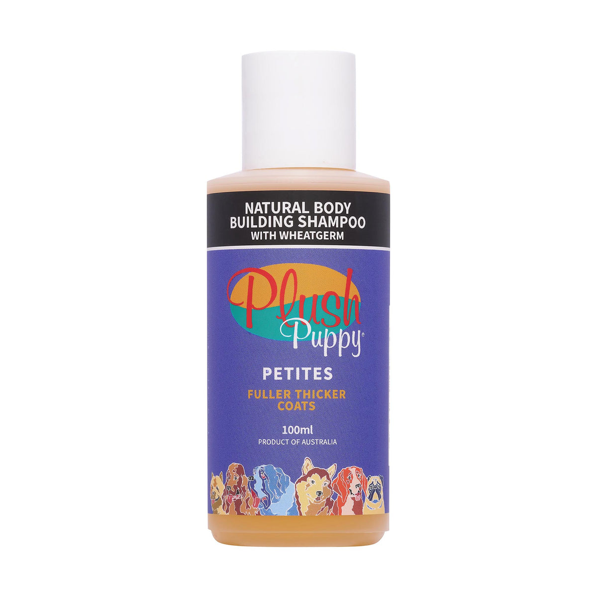 Plush Puppy Natural Body Building Shampoo with Wheatgerm 100ml Petite – front of bottle