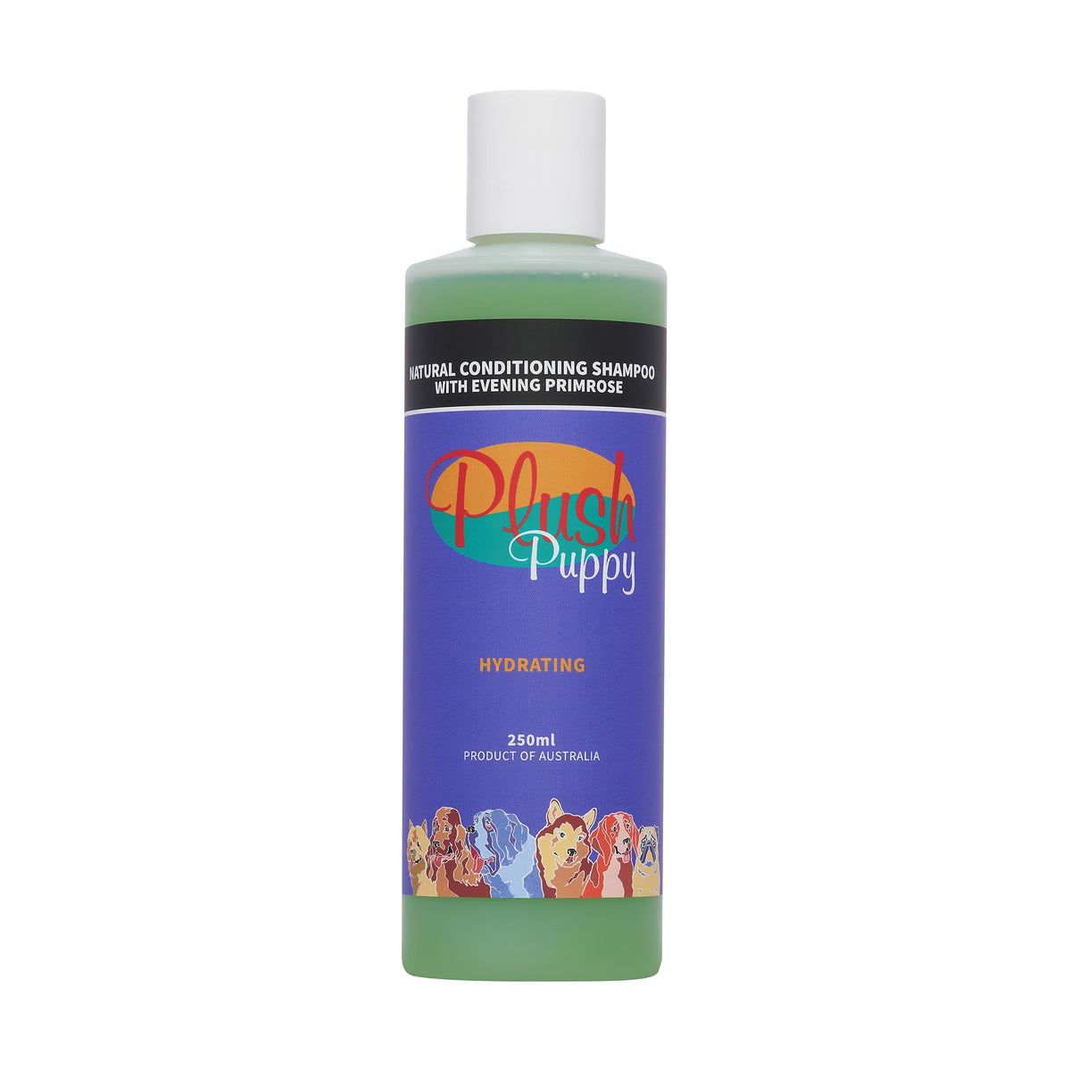 Plush Puppy Natural Conditioning Shampoo with Evening Primrose 250ml bottle, front of pack