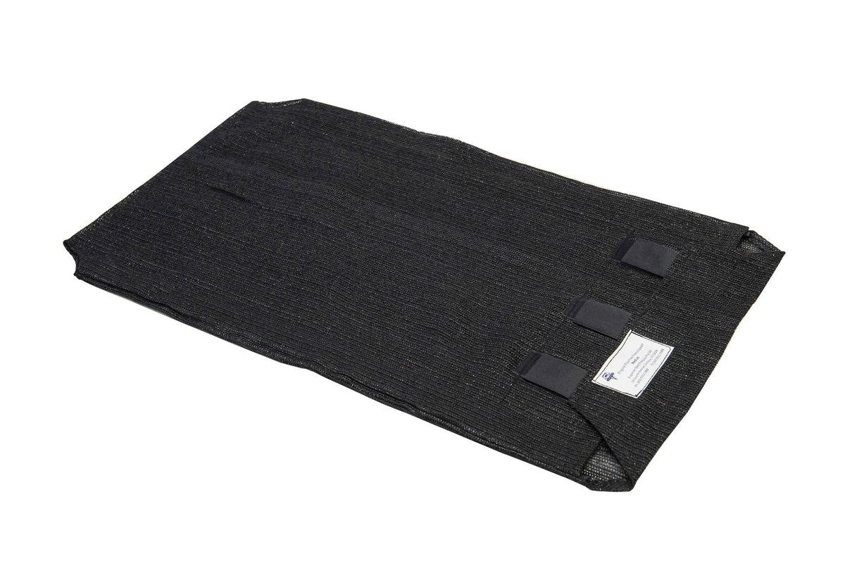 Superior Pet Goods Original Flea-Free Dog Bed Cover laid flat with the leg straps and label