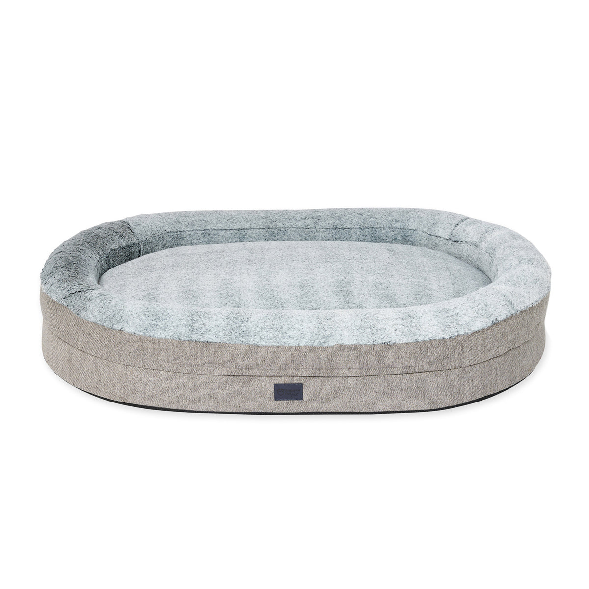 Superior Pet Goods Orthopaedic Memory Rest dog bed in Artic Faux Fur, angled view