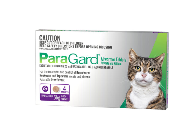 ParaGard Allwormer Tablets for Cats & Kittens - 4 Pack | PeekAPaw Pet Supplies
