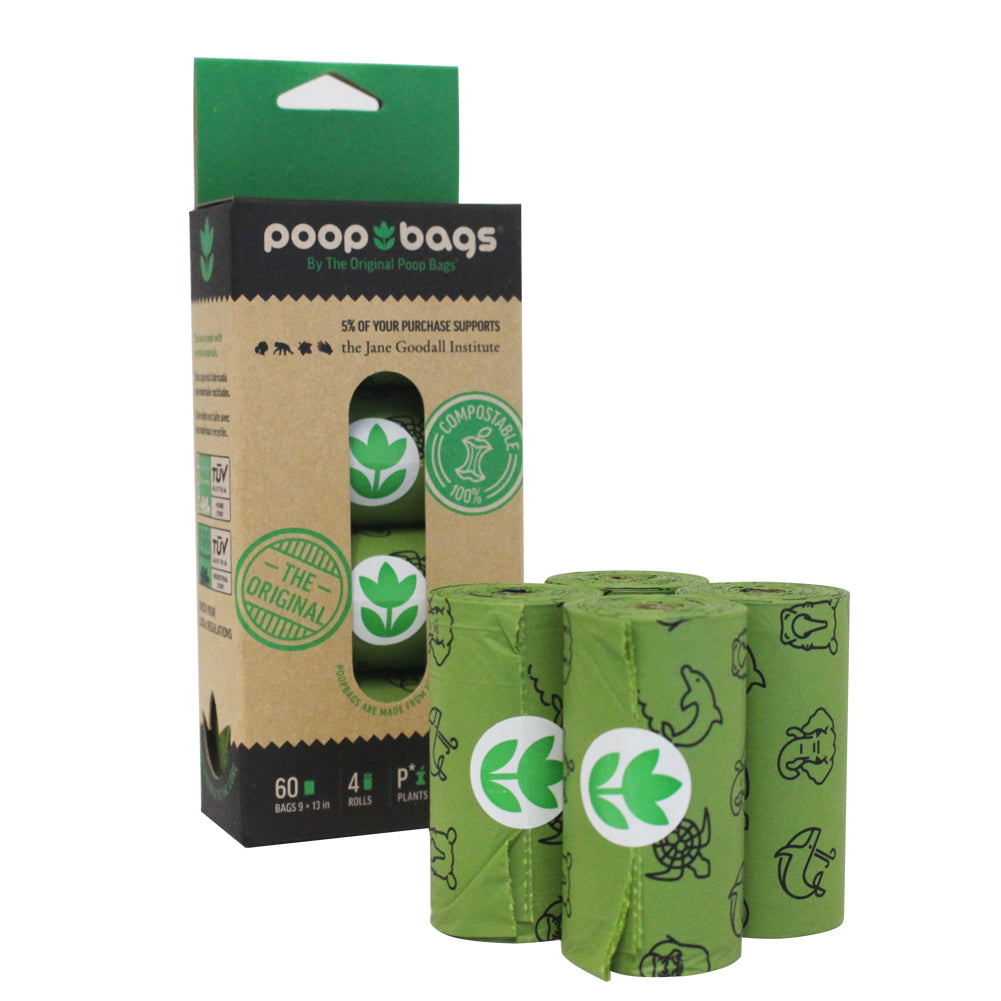 The Original Poop Bags Dog Waste Bags Refill Rolls 4 Rolls (60 Bags)