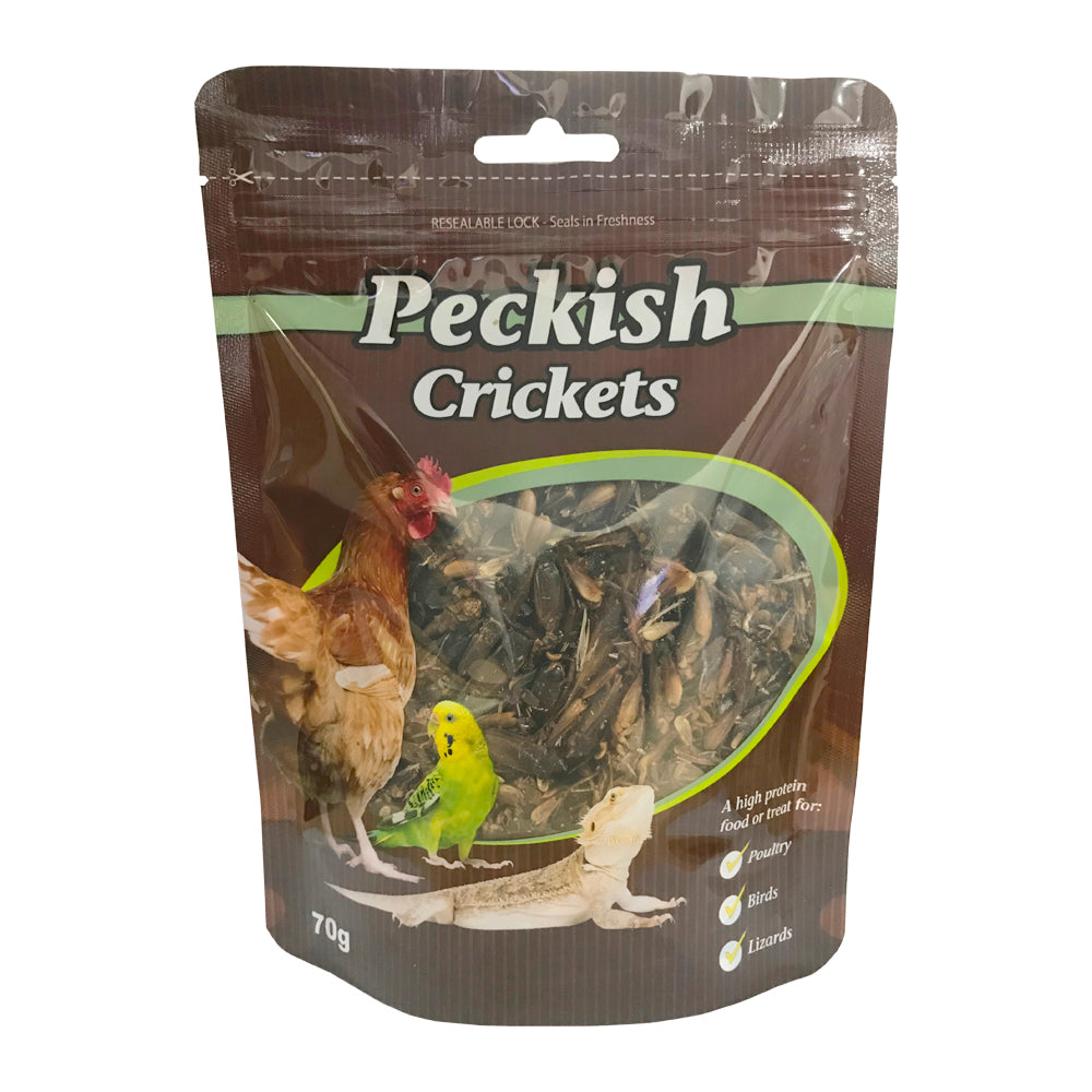 Peckish Dried Crickets 70g pack front | PeekAPaw Pet Supplies
