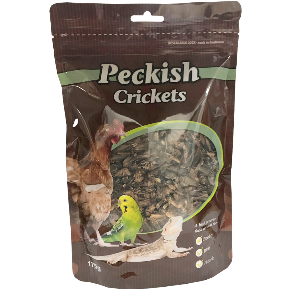 Peckish Dried Crickets 175g pack front | PeekAPaw Pet Supplies