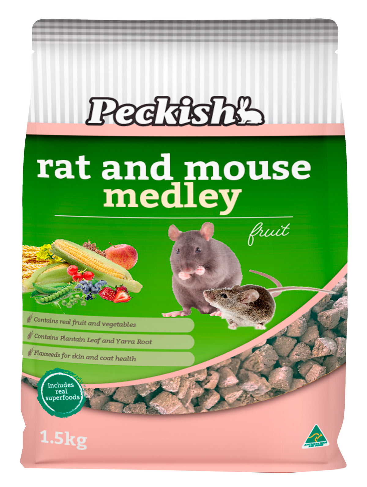 Peckish Rat & Mouse Fruit Medley 1.5kg bag front | PeekAPaw Pet Supplies