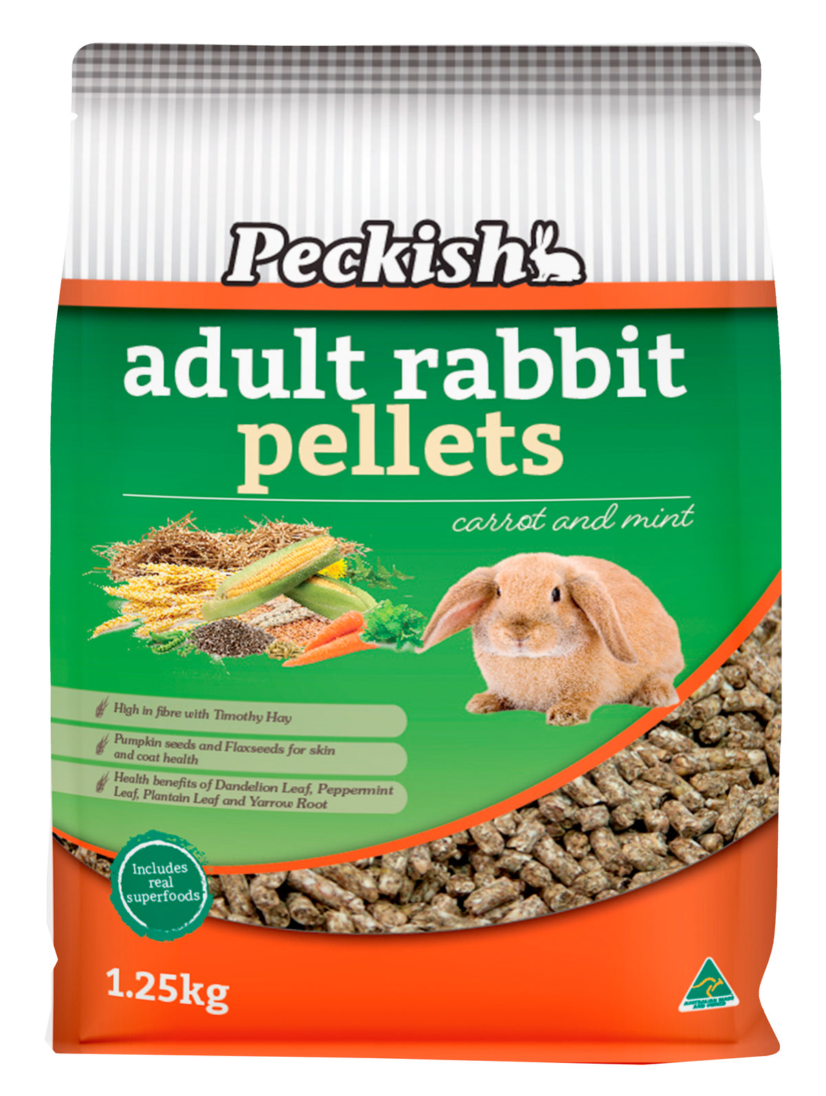 Peckish Adult Rabbit Pellets 1.25kg bag front | PeekAPaw Pet Supplies