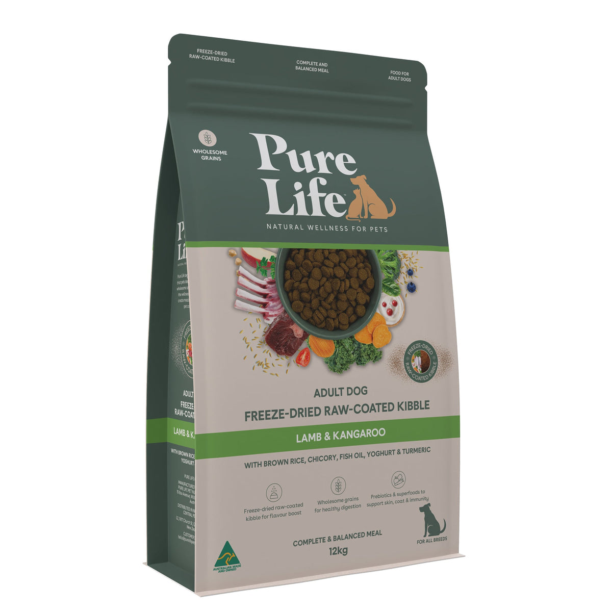 Pure Life Freeze-Dried Raw-Coated Adult Lamb & Kangaroo 12kg bag