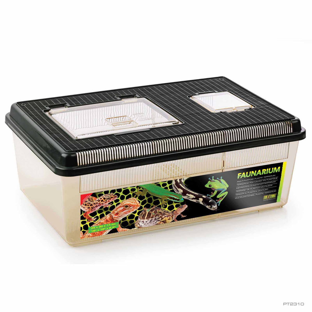 Exo Terra Faunarium XXL 45 x 30 x 16cm low wide plastic terrarium PT2310 | PeekAPaw Pet Supplies