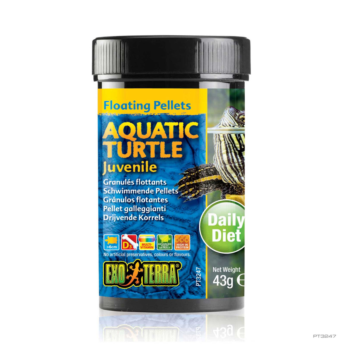 Exo Terra Turtle Food Juvenile Floating Pellets 43g, item PT3247 | PeekAPaw Pet Supplies