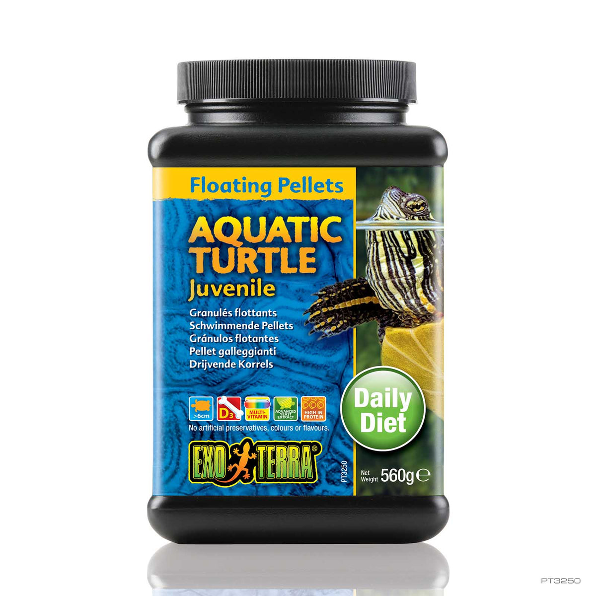 Exo Terra Turtle Food Juvenile Floating Pellets 560g, item PT3250 | PeekAPaw Pet Supplies