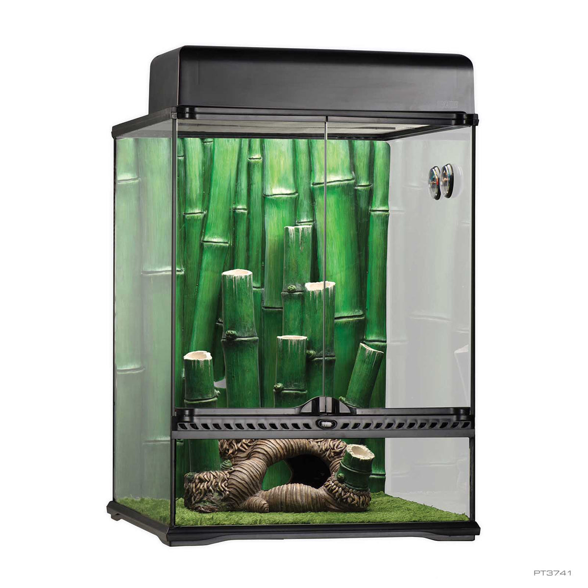 Exo Terra Bamboo Forest Terrarium Kit 45 x 45 x 60cm PT3741 with bamboo background and ornament | PeekAPaw Pet Supplies