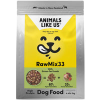 Animals Like Us RawMix33 Grass-Fed Lamb dog food, packaging front