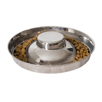 Superior Pet Goods stainless steel Puppy Bowl in Large filled with food