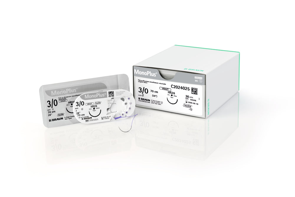 B. Braun MonoPlus absorbable suture peel pack and box