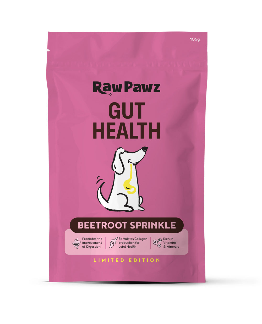 Raw Pawz Beetroot Dog Meal Topper 105g pack, front of pack