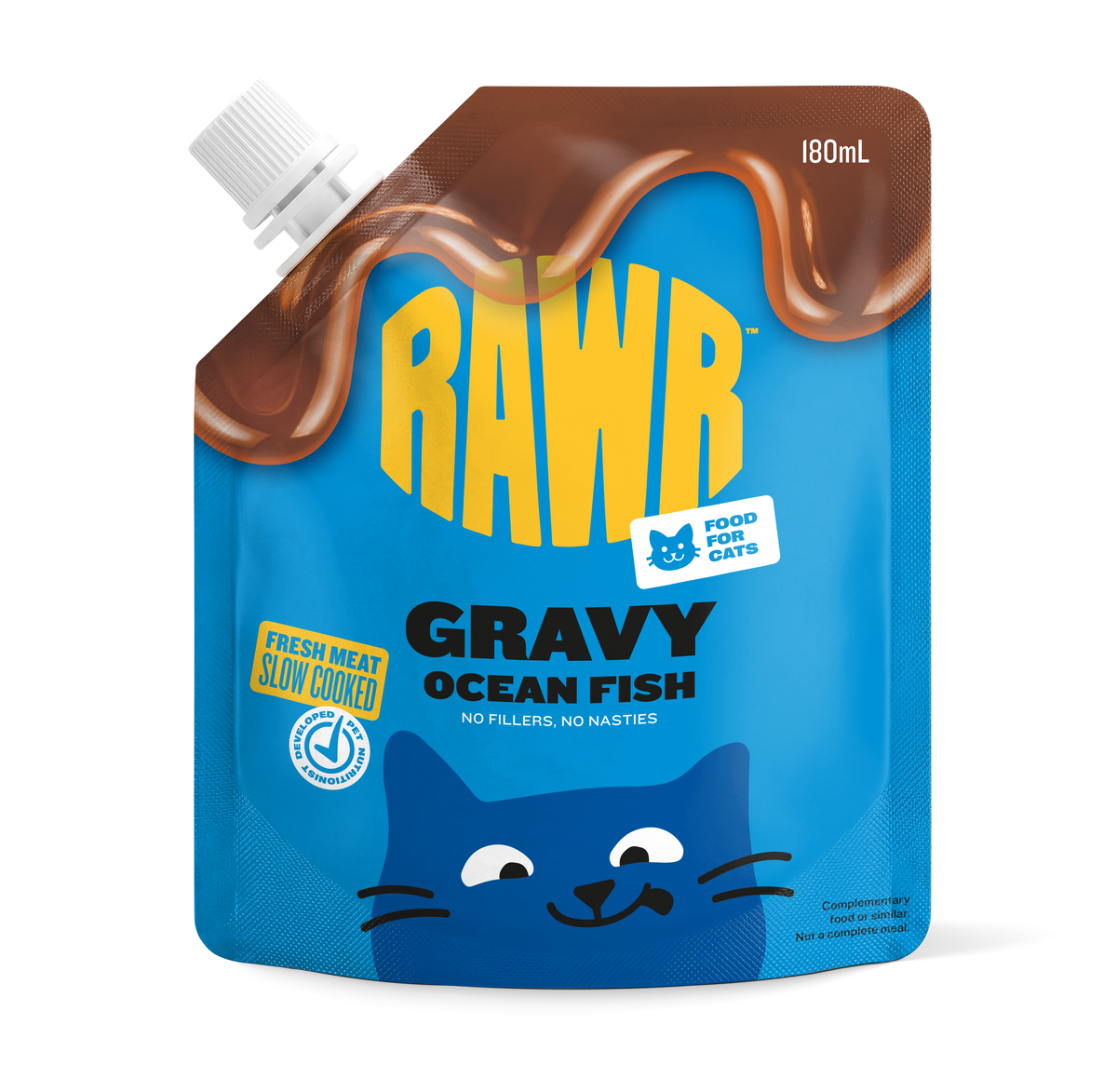 RAWR Gravy Ocean Fish for cats 180ml pouch front of pack
