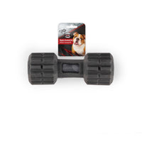 All for Paws AFP Mighty Dumbell grey rubber dog chew with its printed header card