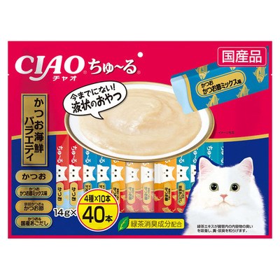 Ciao Churu Bonito & Seafood Variety - 14g x 40 | PeekAPaw Pet Supplies