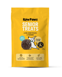 Raw Pawz Senior Dog Treats 165g pack, front of pack