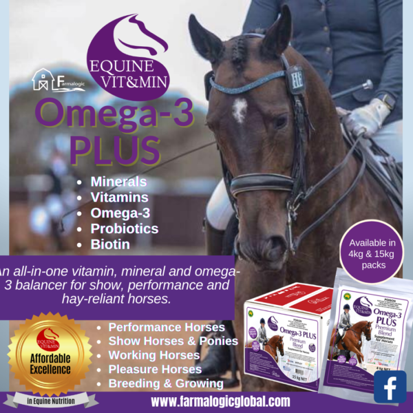 EVM Omega-3 Plus nutrient analysis and feeding rate panel