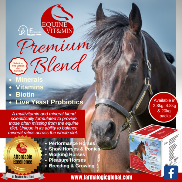 EVM Premium Blend nutrient analysis and feeding rate panel