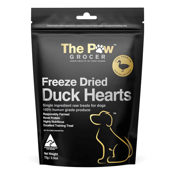 The Paw Grocer Freeze Dried Dog Treats Black Label Duck Heart  - 72g | PeekAPaw Pet Supplies