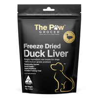 The Paw Grocer Black Label Duck Liver dog treats, 72g pack front