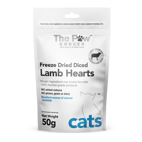 The Paw Grocer Freeze Dried Cat Treats Lamb Hearts - 50g | PeekAPaw Pet Supplies