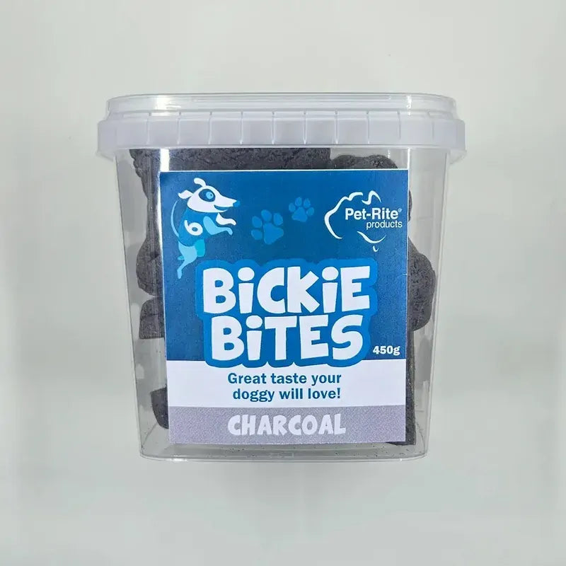 Pet-Rite Charcoal Bickie Bites dog treats 450g resealable bag