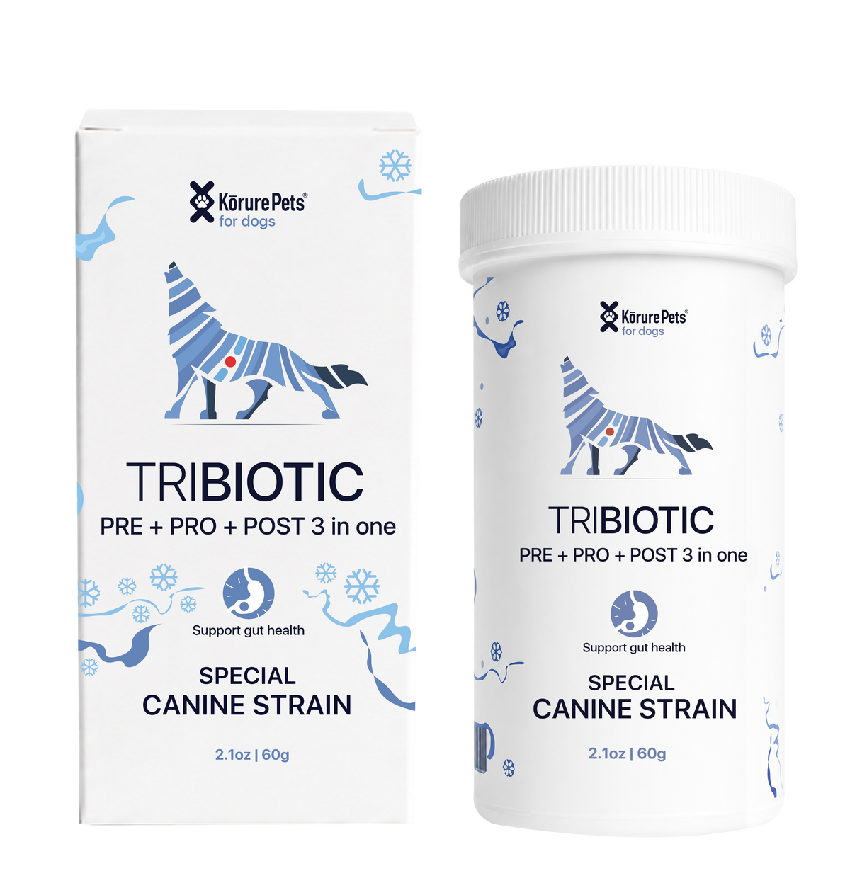 Korure Pets Tribiotic for Dogs box and bottle