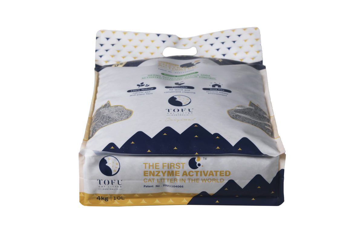Tofu Cat Litter Australia Original 4kg bag lying flat, front of pack