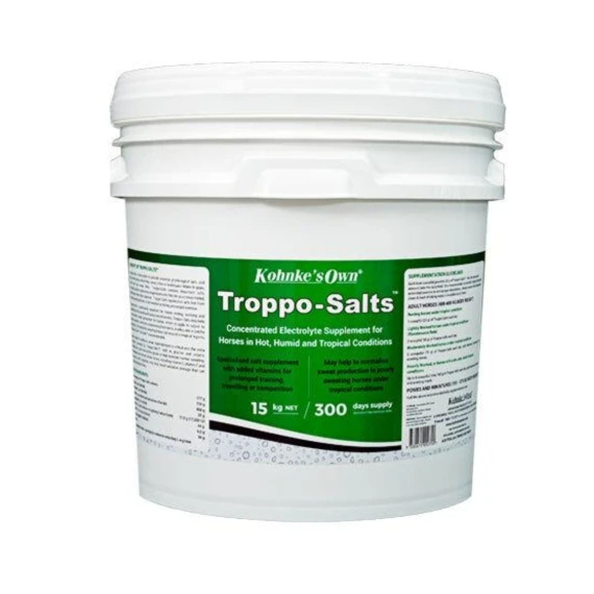 Kohnke's Own Troppo Salts mixed salt supplement for horses, 15kg pack front of pack