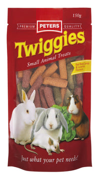 Peters Twiggies 150g pack front — extruded stick treats for small animals