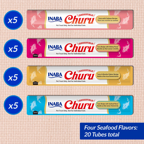Inaba Cat Treat Churu Puree Seafood Varieties