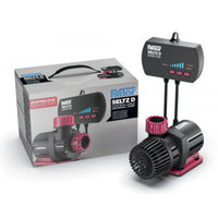 Hydor Seltz D controllable aquarium pump and digital controller beside the retail box