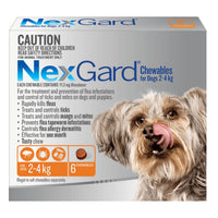 NexGard Chewables carton for dogs, orange 2-4 kg band, six-chewable pack