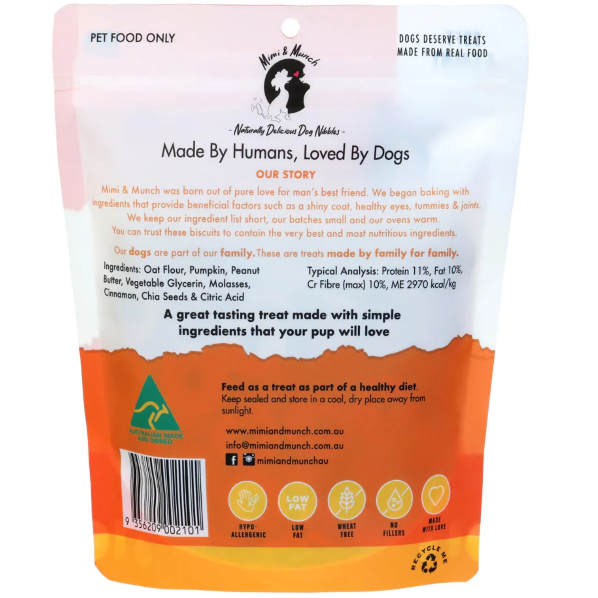 Mimi & Munch Pumpkin Pie Soft & Chewy Natural Dog Treats