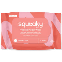 Squeaky Pet Probiotic Pet Ear Wipes pack, coral fragrance-free design