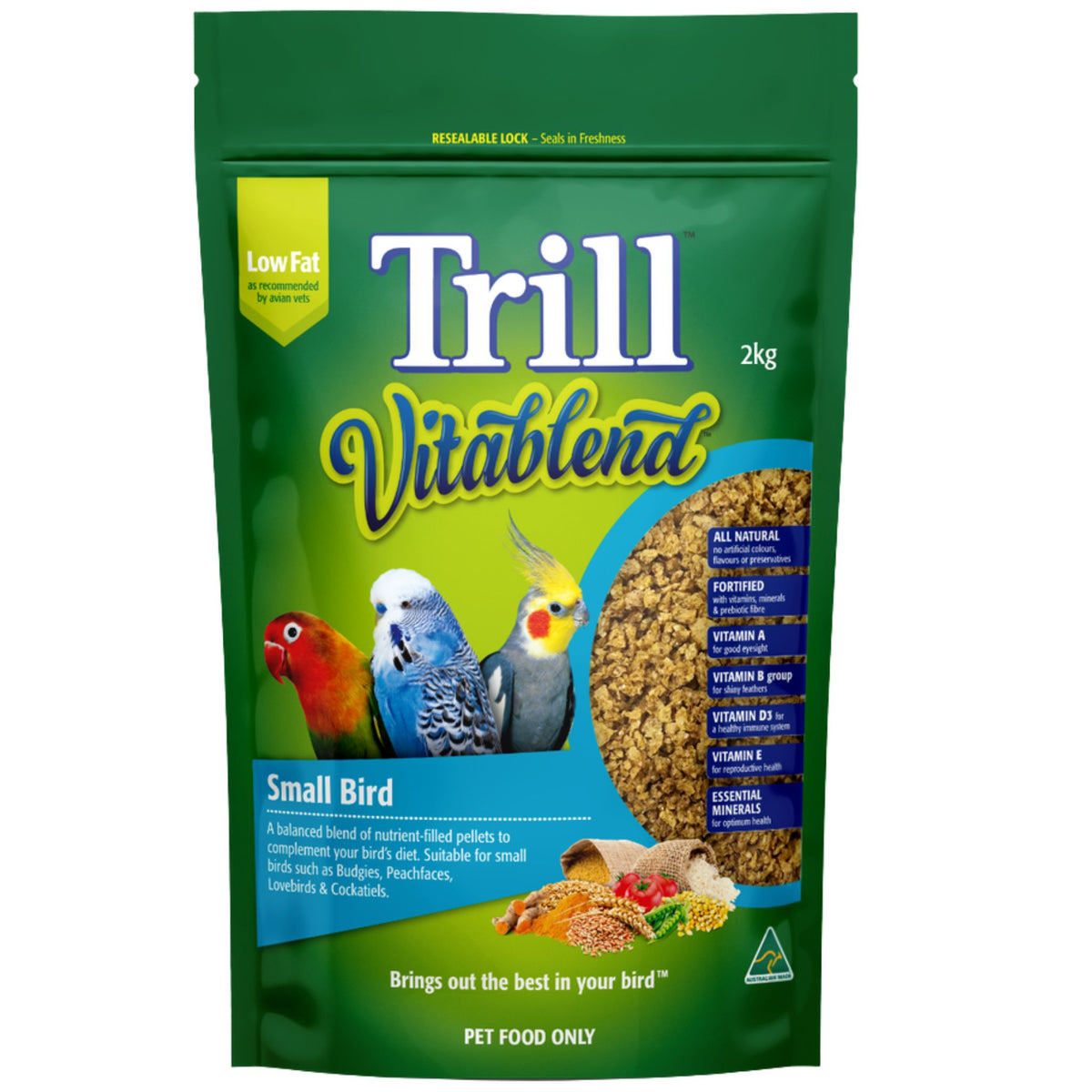Trill Vitablend Pellets for Small Birds pack