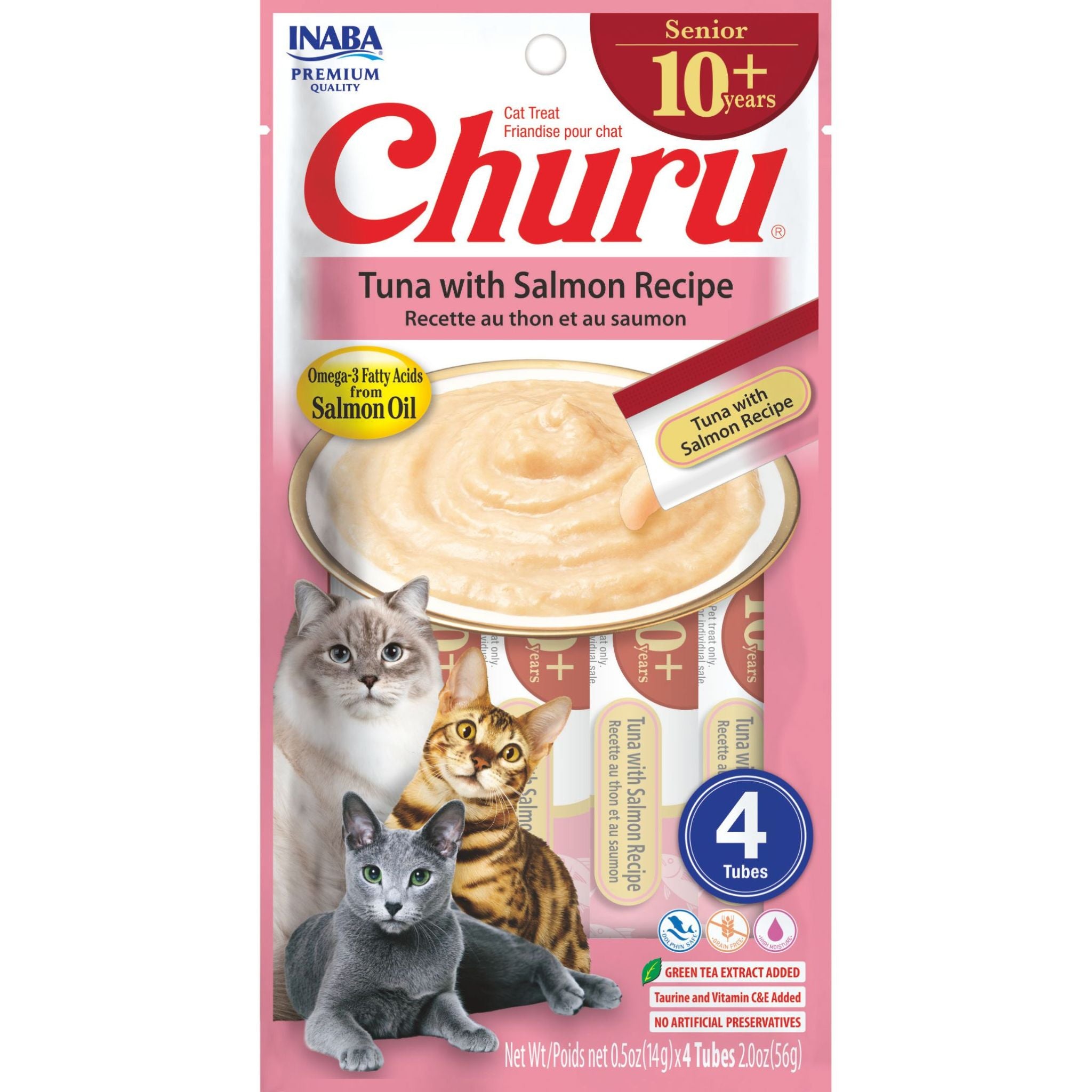 Inaba Cat Treat Churu Puree Senior 10+ Tuna with Salmon