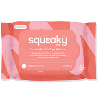 Squeaky Pet Probiotic Pet Eye Wipes pack, coral fragrance-free design