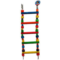 Cheeky Bird Large Parrot 5 Step Ladder, five coloured rungs with beads and blocks on the sides