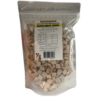 Tummyum freeze-dried duck meat treats in a clear stand-up pouch