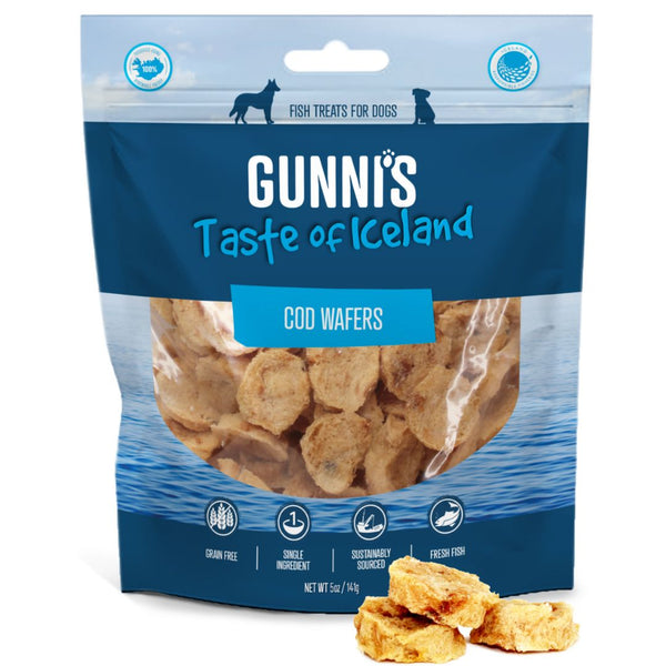 Gunni's Taste of Iceland Dog Treats Cod Wafers - 141g | PeekAPaw Pet Supplies