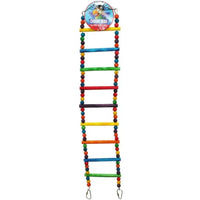 Cheeky Bird 9 Step Ladder with Beads, nine coloured timber rungs on beaded rope