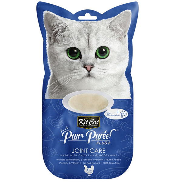 Kit Cat Purr Puree Plus+ Cat Treats Joint Care Chicken - 15g x 4 | PeekAPaw Pet Supplies